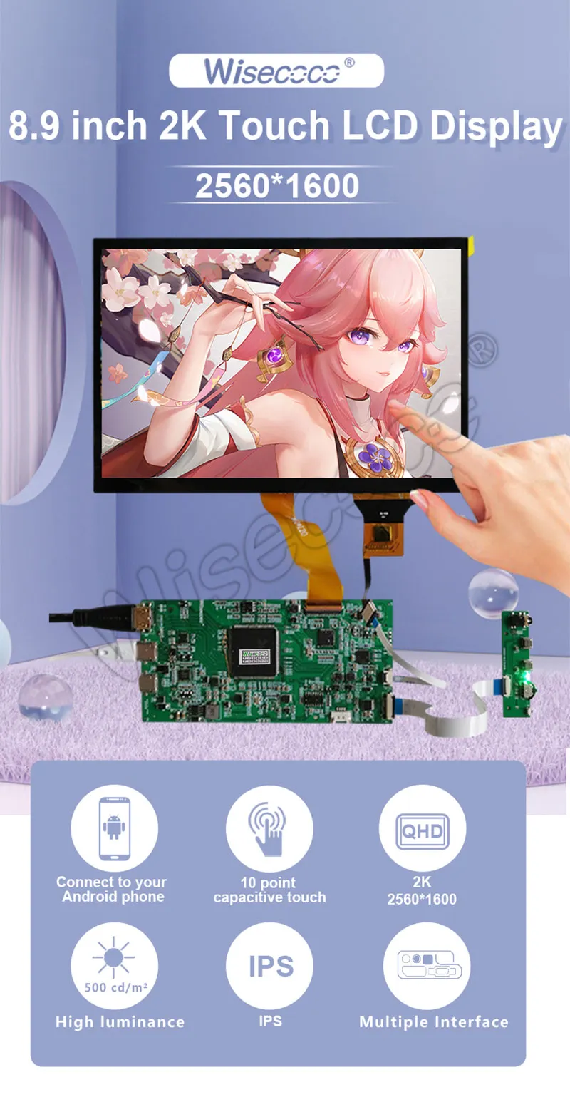 8.9 Inch 2k LCD Display with touch