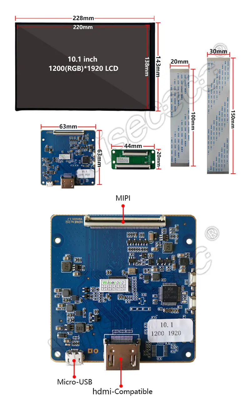 10.1" FHD IPS Display 1200x1920 TFT LCD Module with MIPI Interface