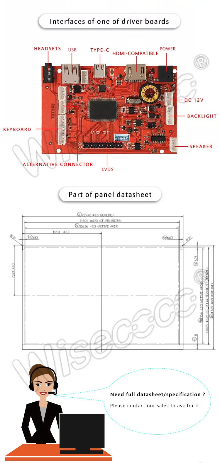 10.1 inch 1280x800 lcd display