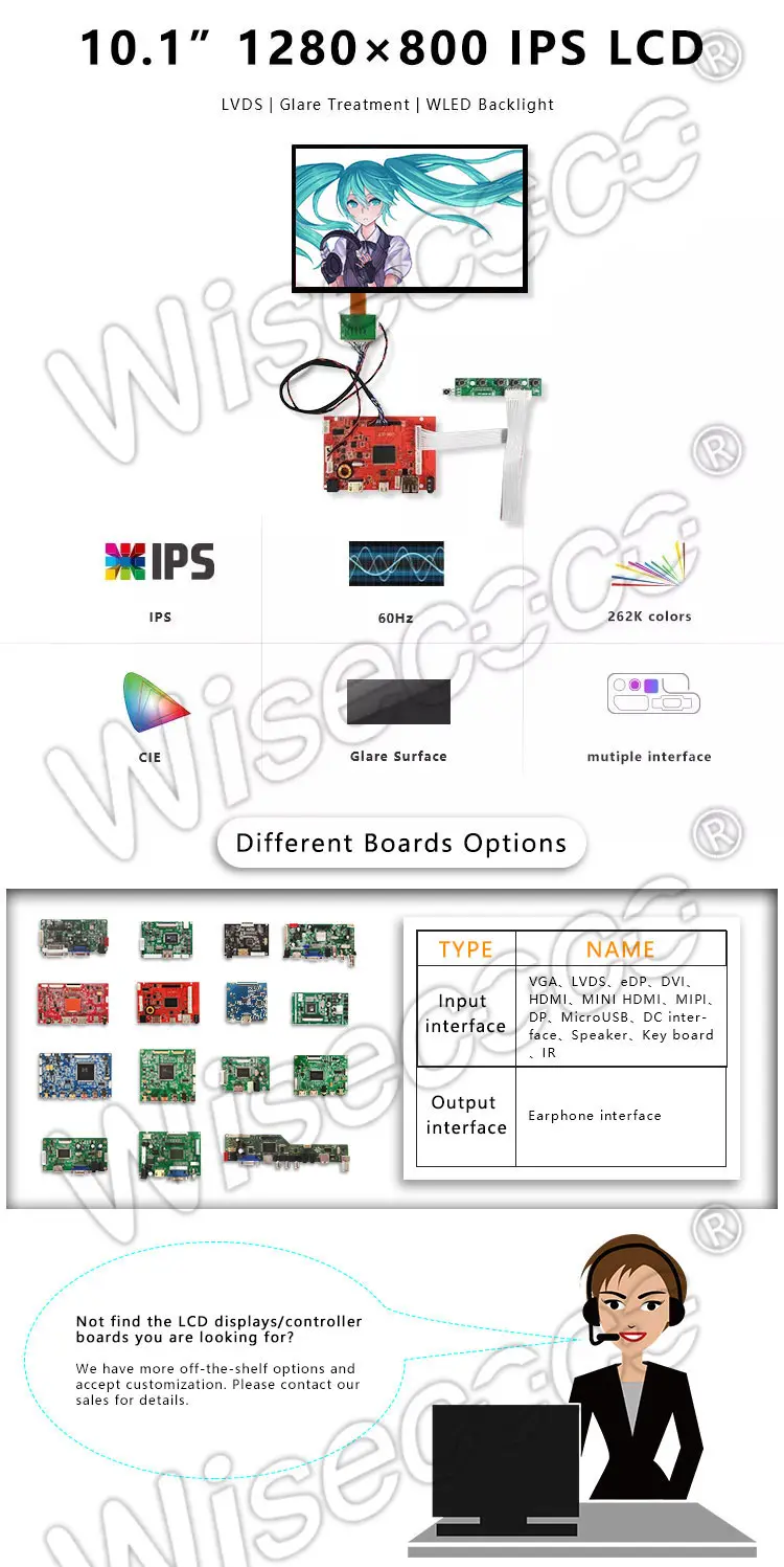 10.1 inch 1280x800 lcd display