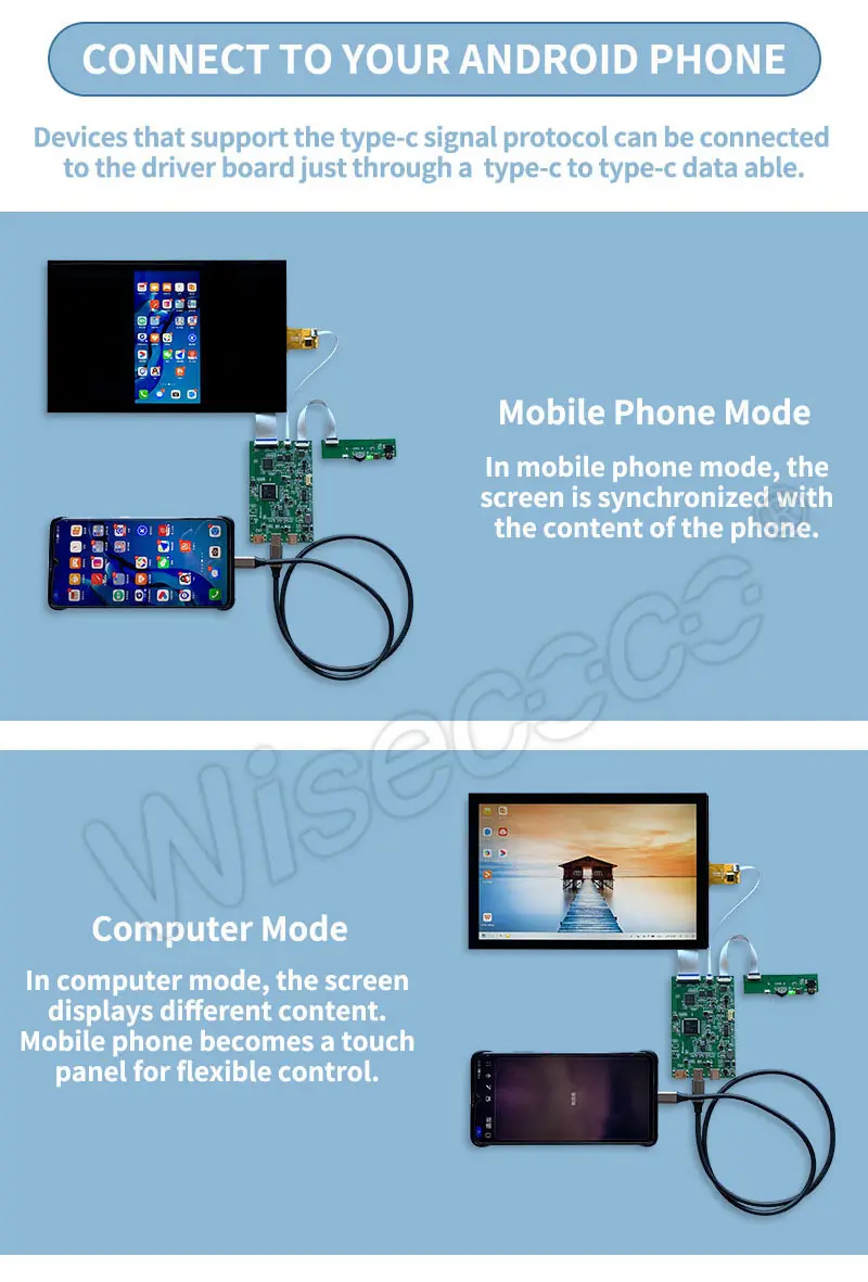 10.1 Inch IPS 1280x800 Touch LCD Display 350 Nit Capacitive Touch Screen