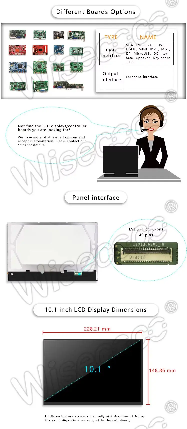 10.1 Inch 1280x800 IPS Touch Screen TFT Lcd Display LVDS Landscape LCD Module