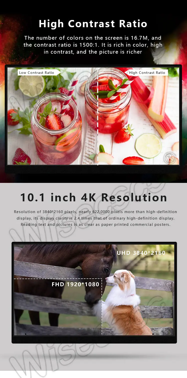 10.1 Inch 4k UHD LCD 3840x2160 Edp 40 Pin 10.1" Ips TFT LCD Display Module Panel