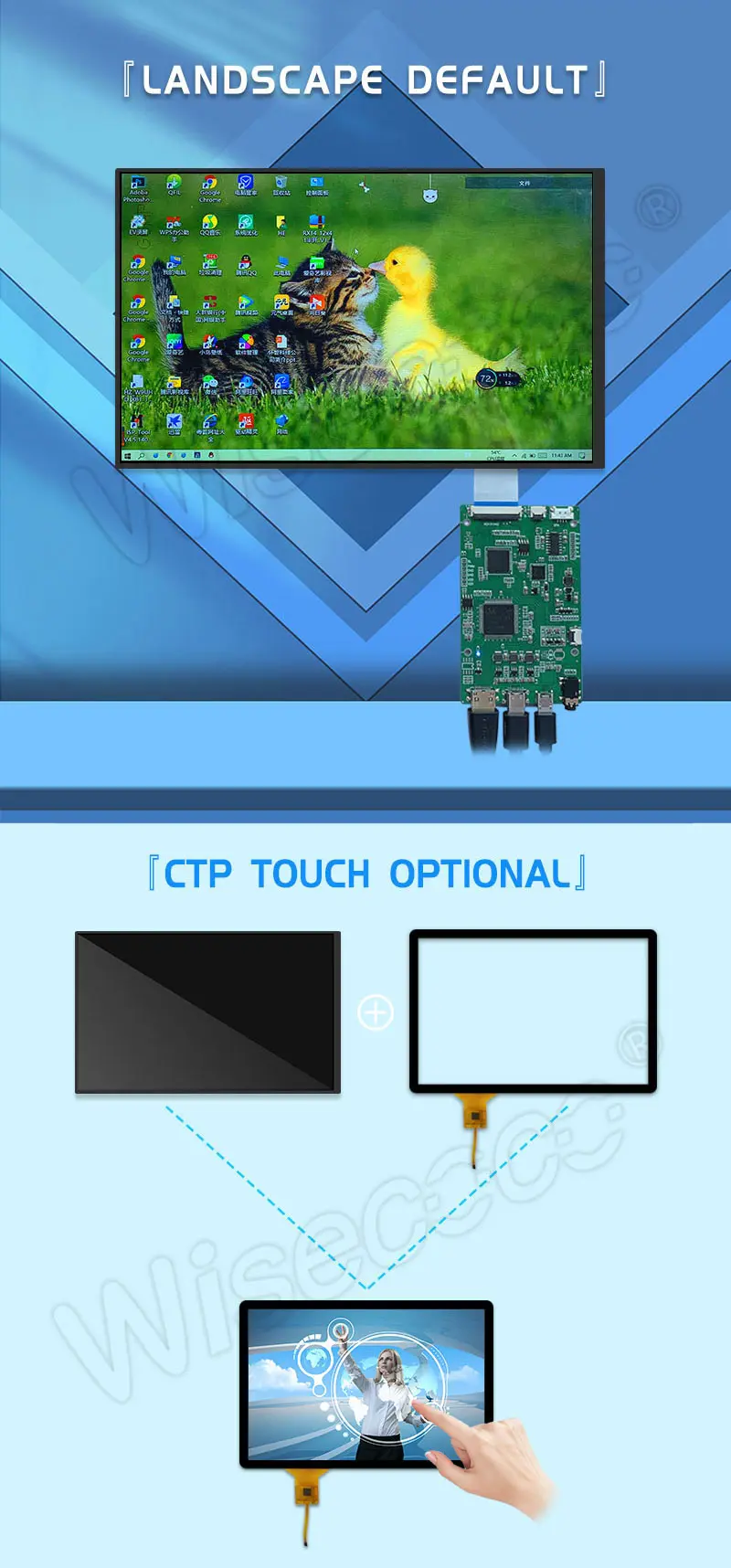 10.1 Inch 1280x800 HD IPS TFT LCD Display with Capacitive Touch Screen Optional