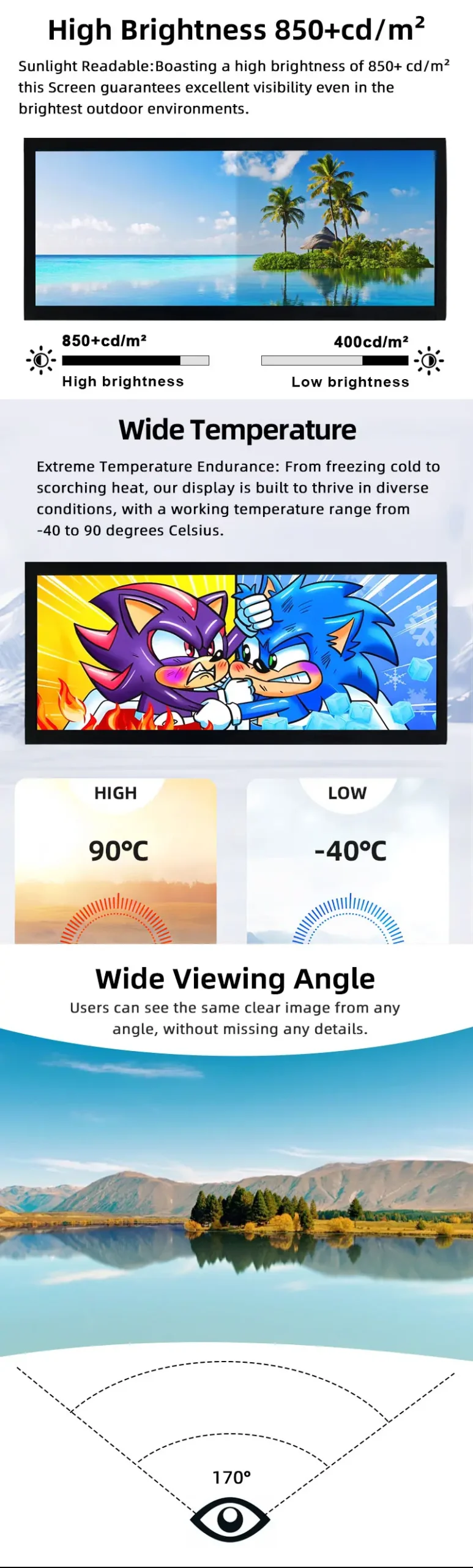 10.3 inch 1920x720 stretched bar type LCD display