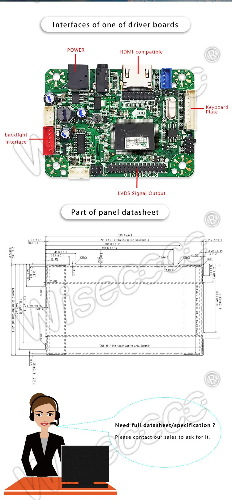 10.6 Inch IPS Tft Lcd Display 1920x1080 Resolution LVDS Interface Landscape Type LCD Modules