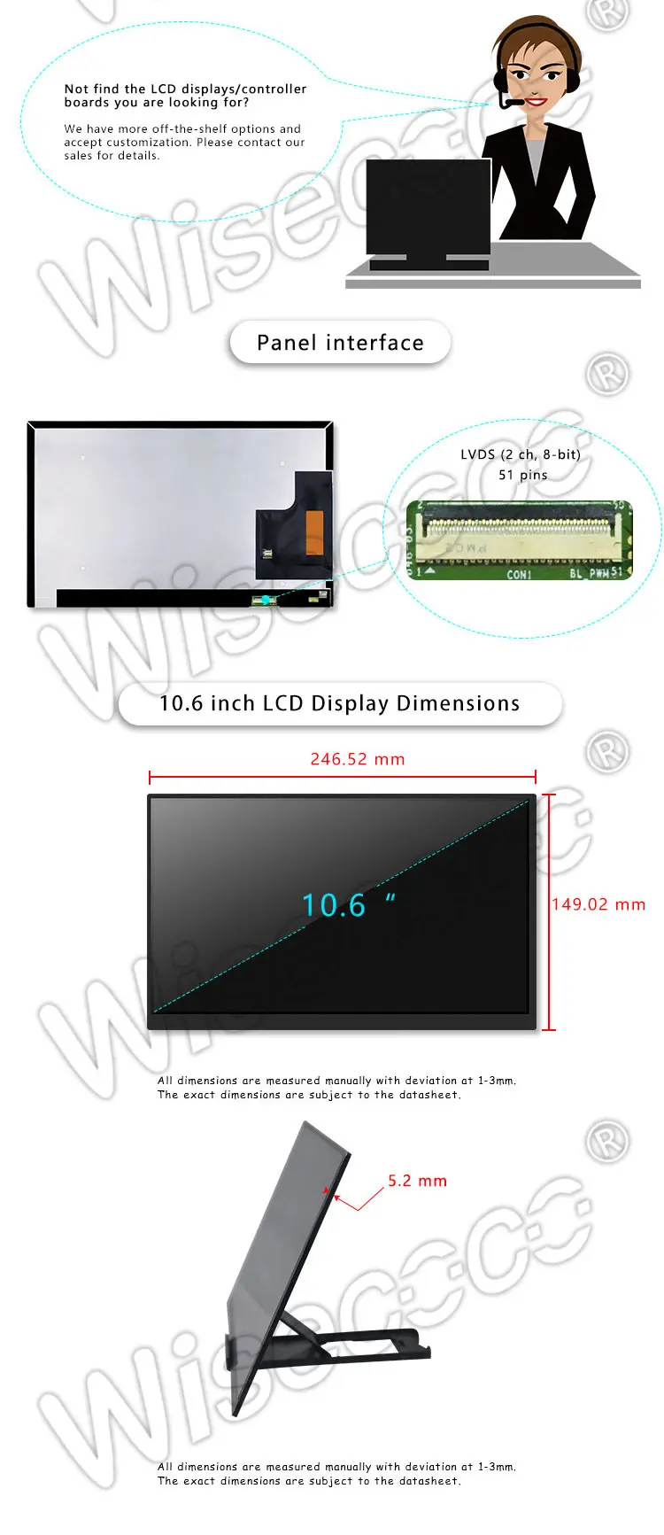 10.6 Inch IPS Tft Lcd Display 1920x1080 Resolution LVDS Interface Landscape Type LCD Modules
