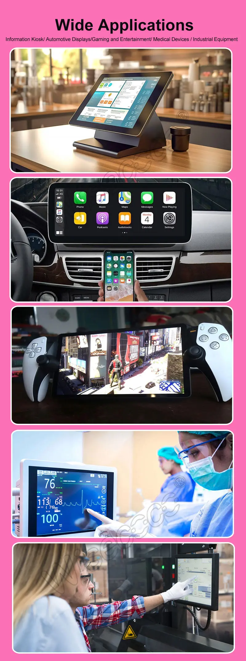 12.3 Inch 1920x720 IPS Stretched Bar Ultra Widescreen Incell Touch Display TFT LCD Module with Controller Board