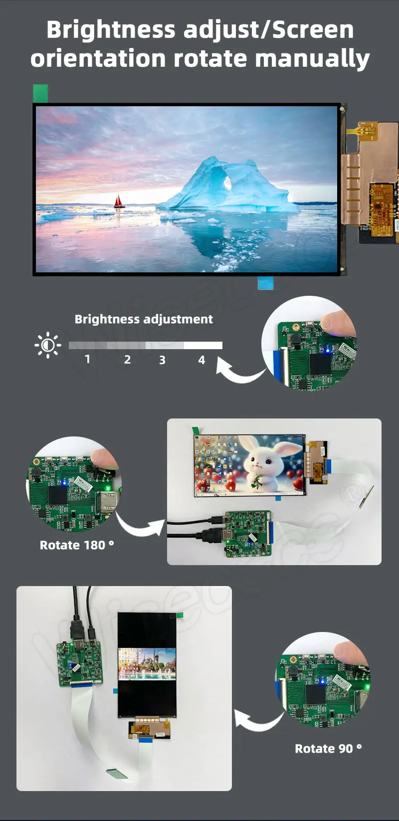 7 Inch IPS FHD Landscape Display 60 Hz Adjustable Brightness MIPI 1080P TFT LCD Screen Module