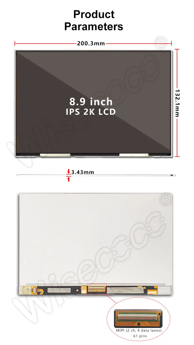 8.9 Inch TFT LCD Display IPS 2560*1600 2K High Resolution LCD Screen Module with Controller Board
