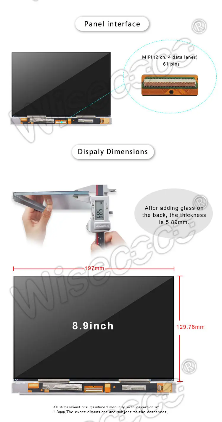 8.9 Inch 2560x1600 2k Ips Tft Lcd Display Panel Backlight Removed for 3d Printer Screen