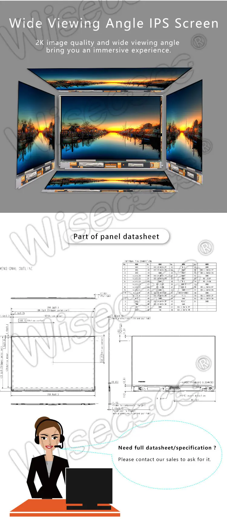 8.9 Inch 2560x1600 2k Ips Tft Lcd Display Panel Backlight Removed for 3d Printer Screen