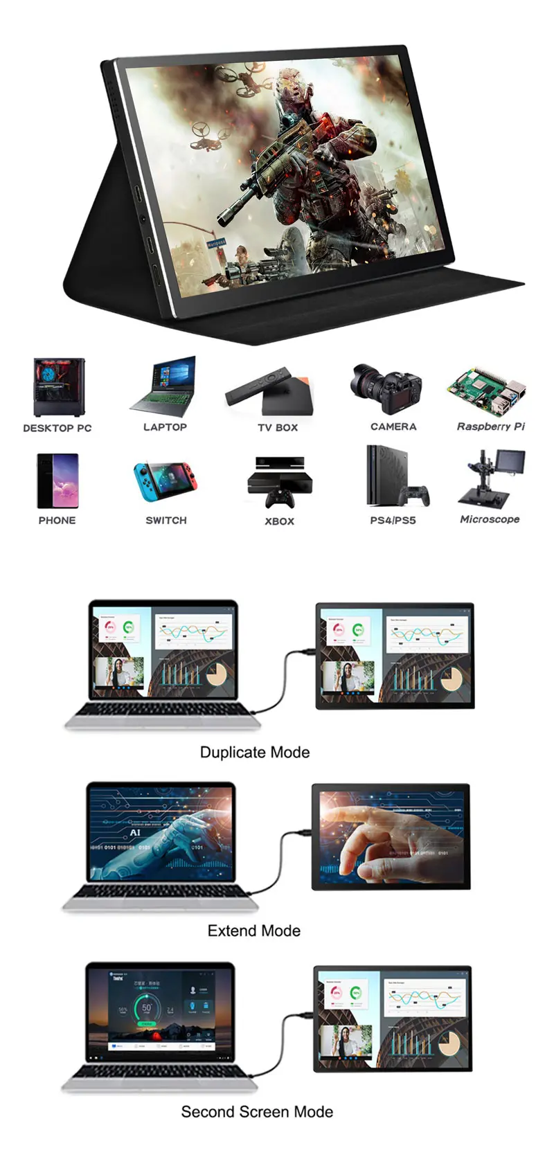 8.9 Inch Portable Monitor 2560x1600 Type-c HDMI Portable Display External Secondary Screen with Capacitive Touch