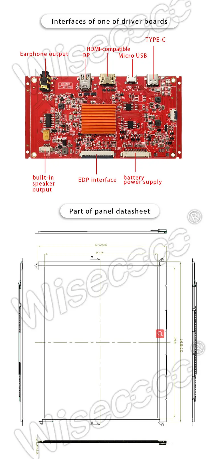 9.7 Inch TFT LCD Display 2048x1536 2K High Resolution EDP IPS LCD Module with Driver Board