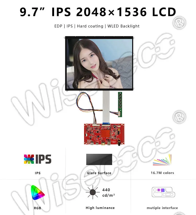 9.7 Inch TFT LCD Display 2048x1536 2K High Resolution EDP IPS LCD Module with Driver Board