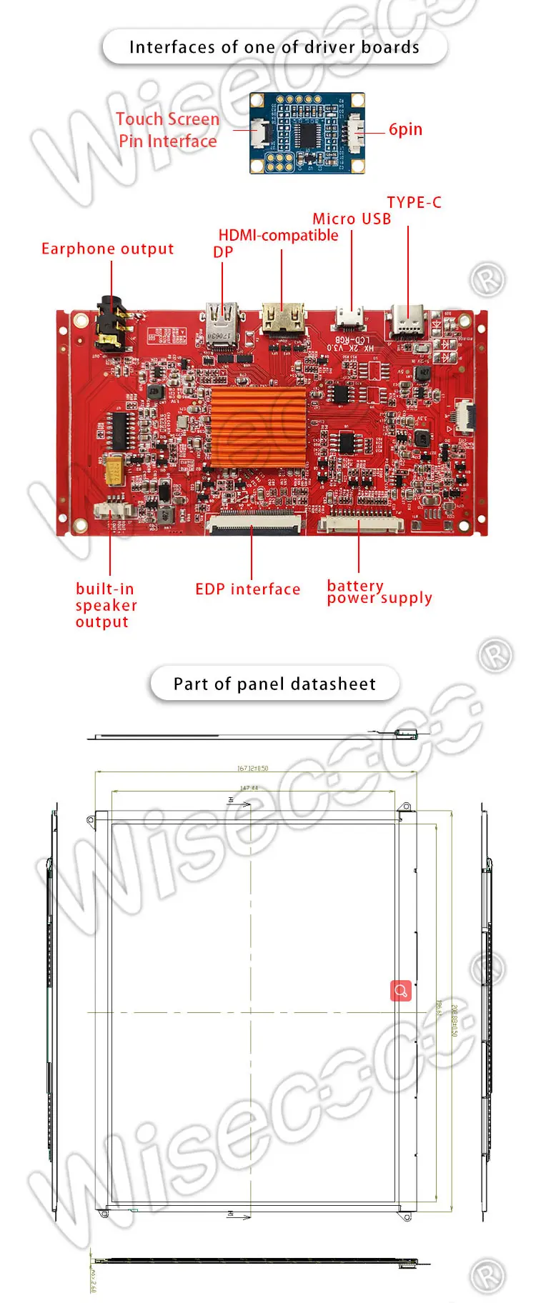 9.7 Inch Ips TFT LCD Module 2048x1536 51 Pin Edp Interface Touch Screen Panel with Controller Board