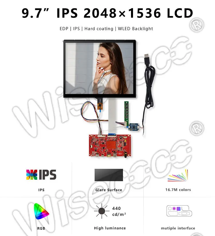 9.7 Inch Ips TFT LCD Module 2048x1536 51 Pin Edp Interface Touch Screen Panel with Controller Board