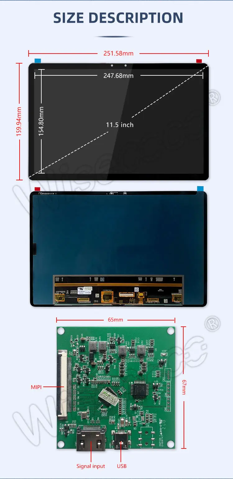 Wisecoco 11.5 Inch QHD AMOLED Display