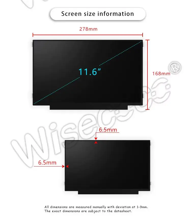 11.6 Inch TFT LCD Display 1366x768 EDP WLED Backlight IPS LCD Panel