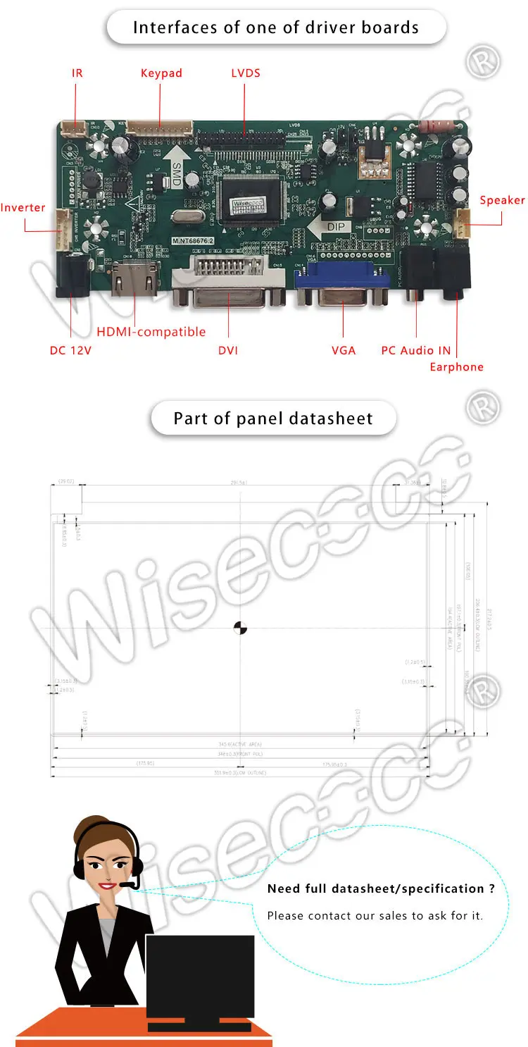 12.1 Inch TFT LCD Display 1280×800 LVDS Wide Temperature LCD Display