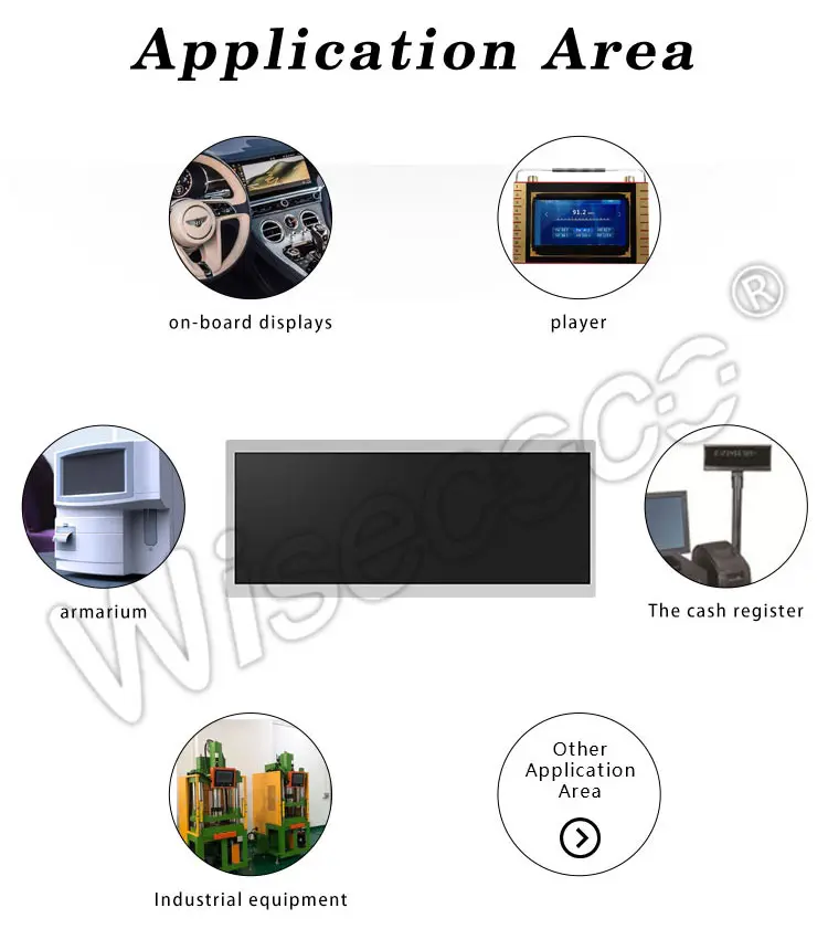 12.3 Inch TFT LCD Display 1920x720 High Brightness Wide Temperature Bar Display application