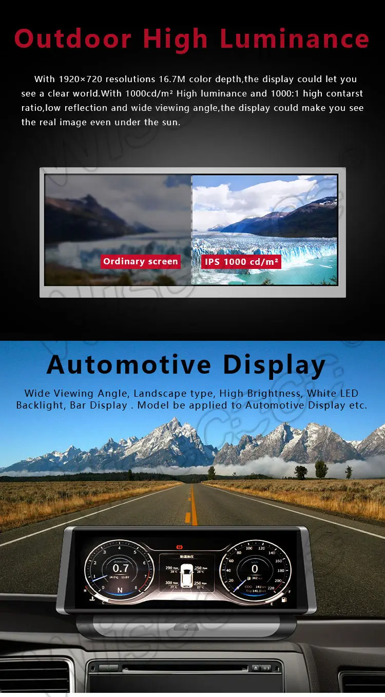 12.3 Inch 1920x720 Stretched Bar Display