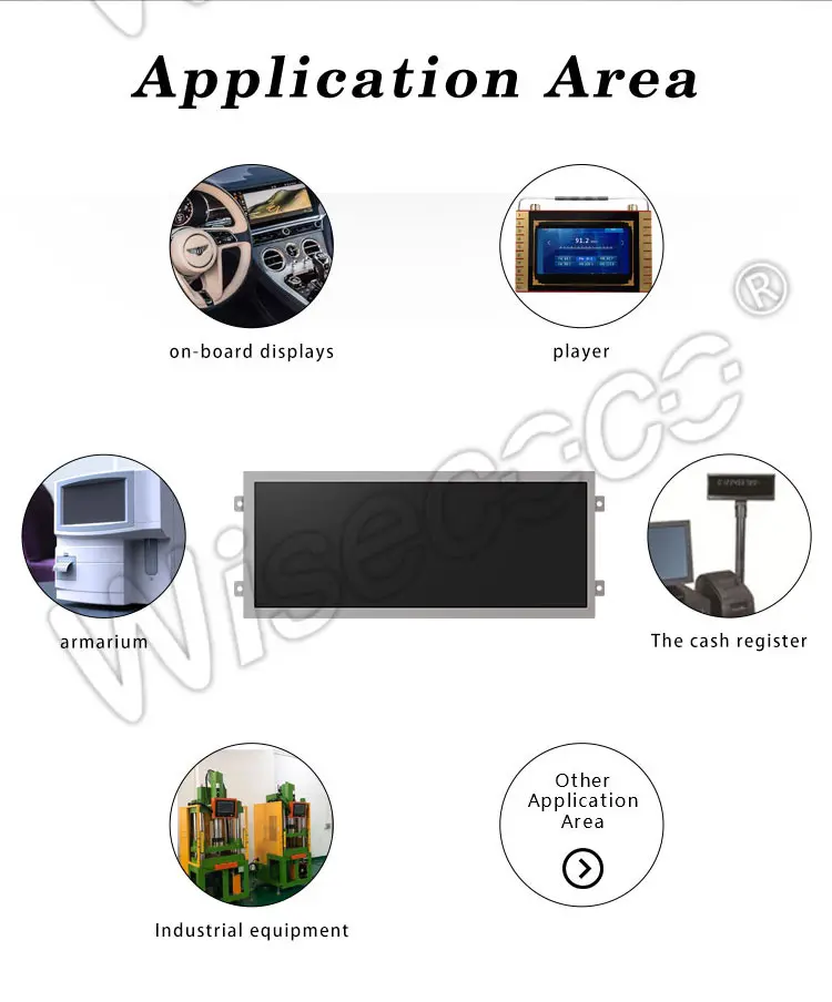 12.3 Inch Stretched Bar Display LVDS Interface 1920x720 High Brightness TFT LCD Display