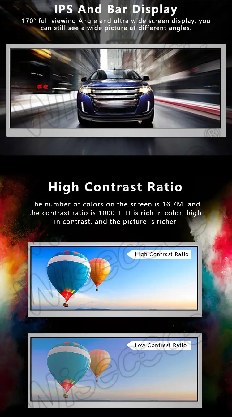 12.3 Inch 1920x720 Stretched Bar Display