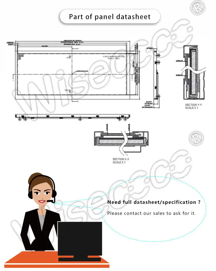 12.3 Inch IPS Stretched Bar LCD Display 1000nits High Brightness LVDS TFT LCD Screen