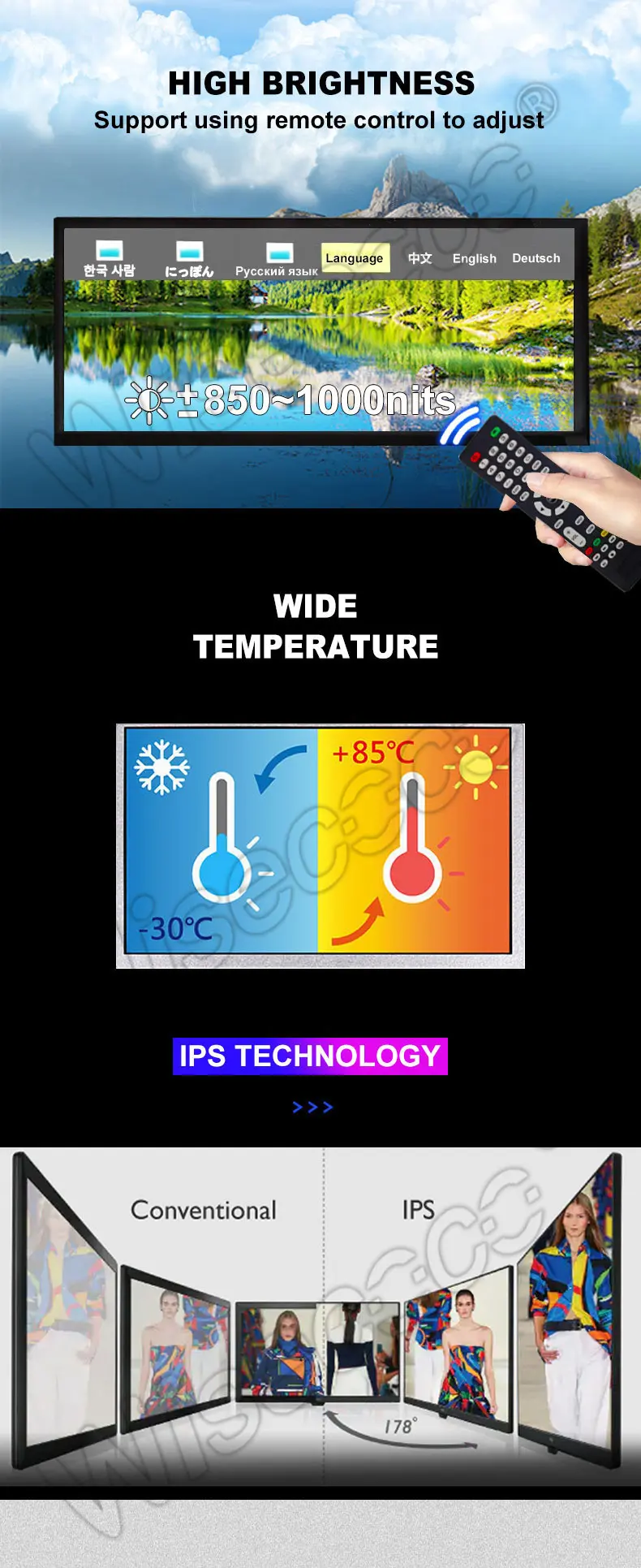 12.3 inch FHD IPS Stretch Bar LCD Display