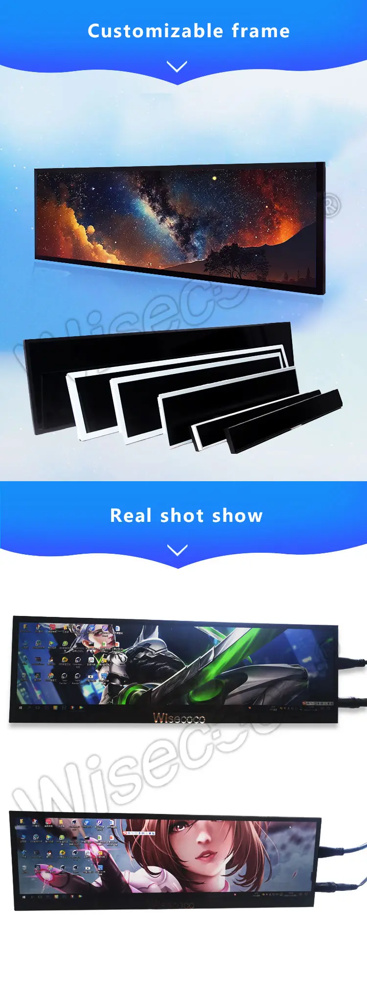 12.6 Inch FHD 1920x515 Stretched Bar LCD Display Panel EDP Interface IPS TFT LCD Screen Panel