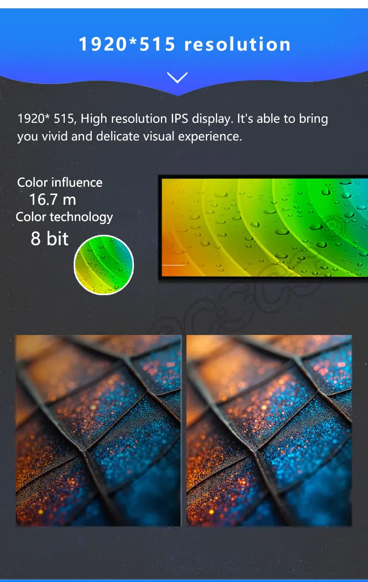 12.6 Inch FHD 1920x515 Stretched Bar LCD Display Panel EDP Interface IPS TFT LCD Screen Panel