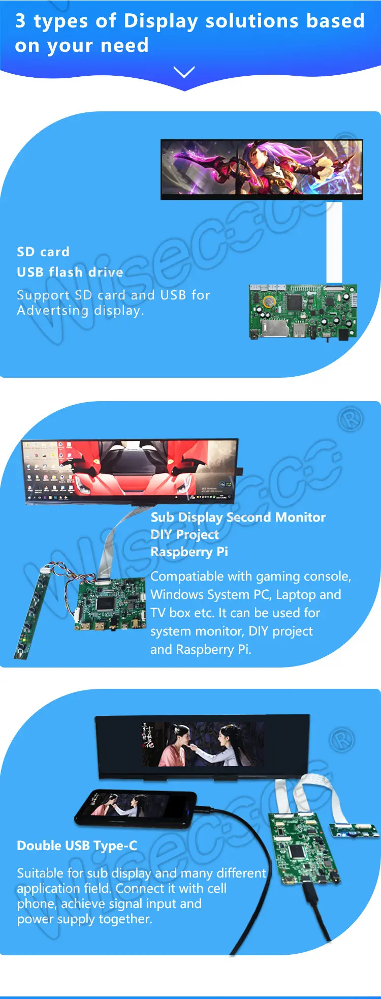 12.6 Inch FHD 1920x515 Stretched Bar LCD Display Panel EDP Interface IPS TFT LCD Screen Panel