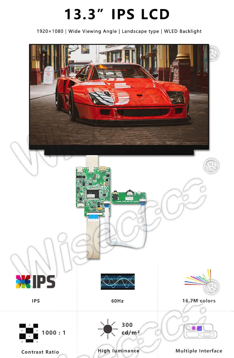 13.3 Inch 1920x1080 60Hz Full HD IPS TFT LCD Screen Module Display
