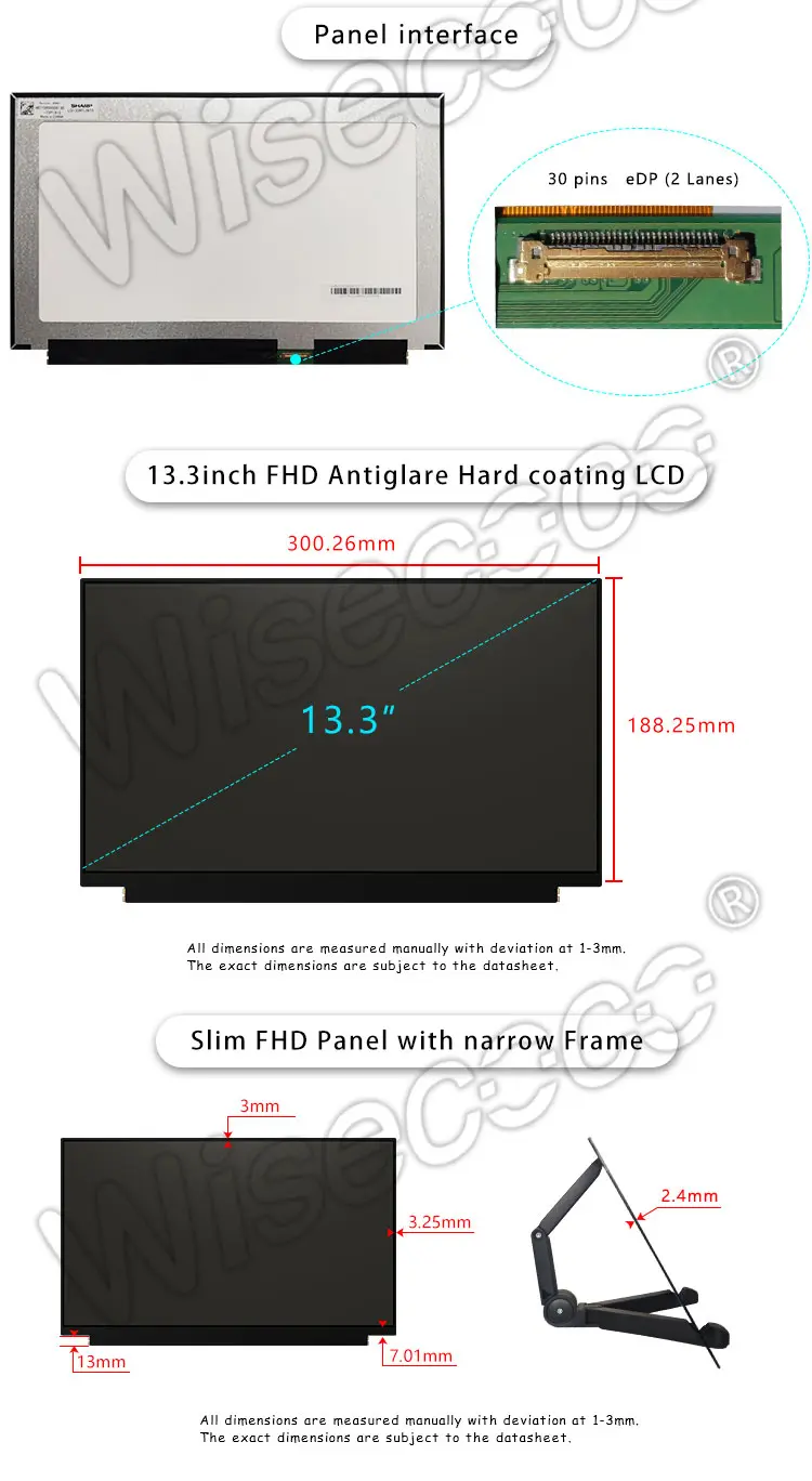 13.3 Inch 1920x1080 60Hz Full HD IPS TFT LCD Screen