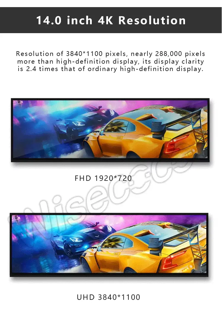 14 Inch 3840x1100 4K High Resolution Stretched Bar Type LCD Display Panel