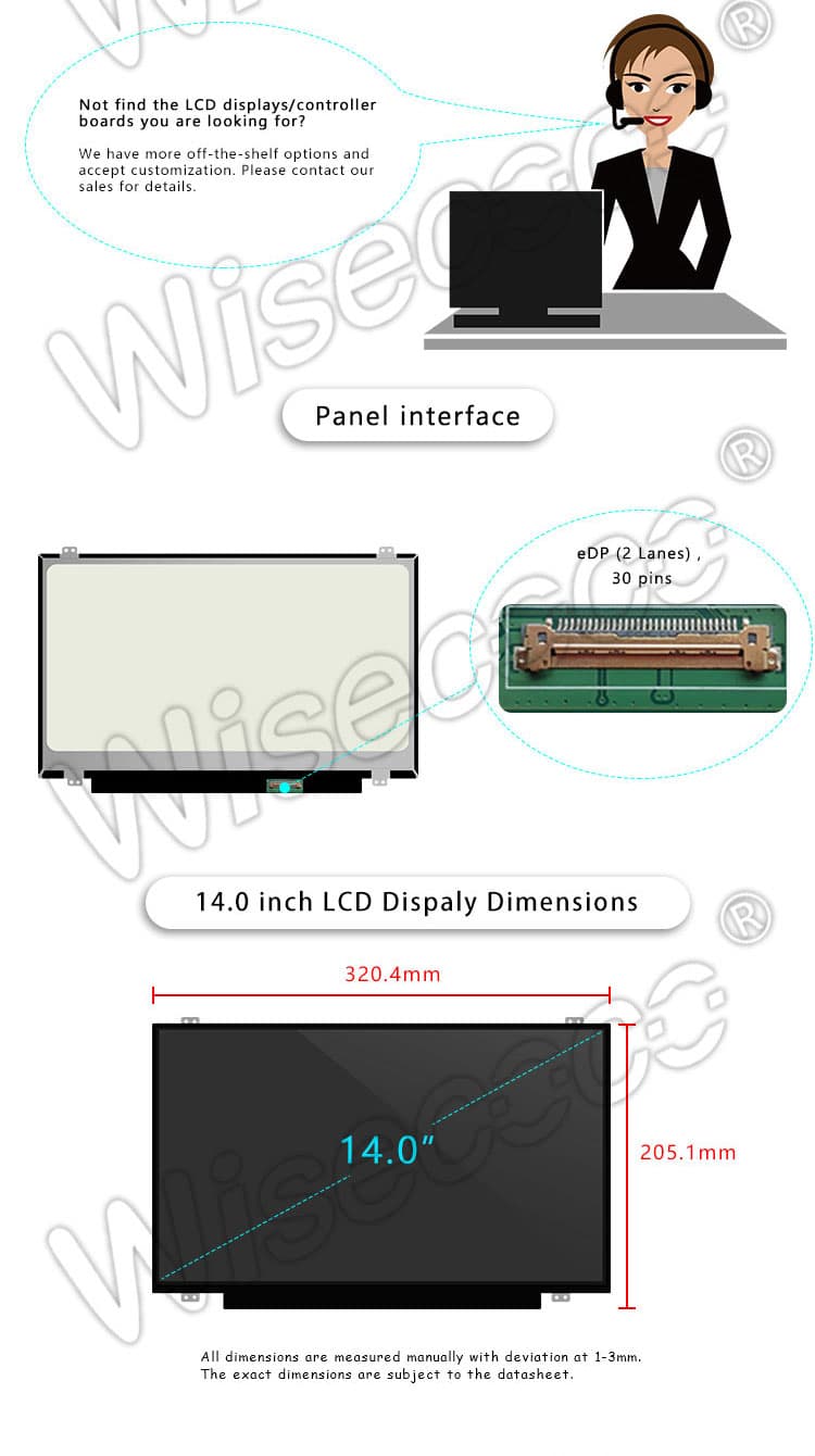 14" Full HD 1920x1080 Resolution LCD Screen