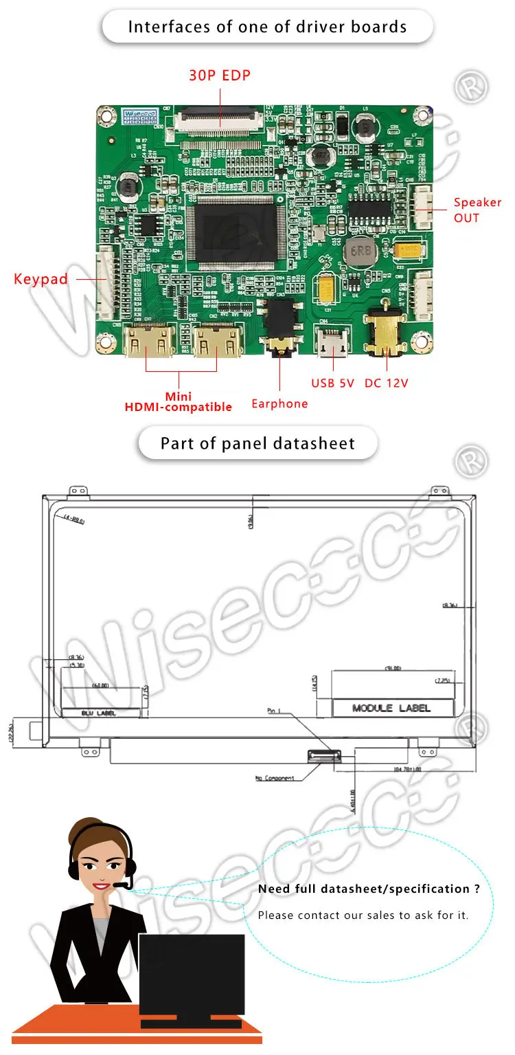 14" Full HD 1920x1080 Resolution LCD Screen