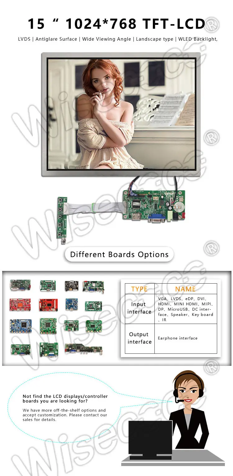 15 Inch TFT LCD Display 1024×768 LVDS WLED Backlight Wide Temperature Display