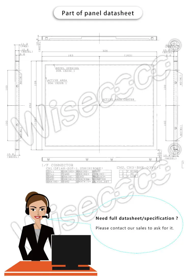 15 Inch TFT LCD Panel 1024x768 Resolution LVDS Interface LCD Display Modules