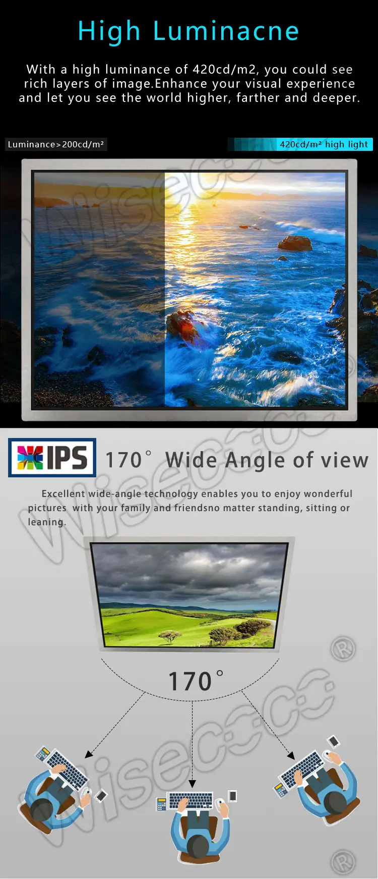 15 Inch TFT LCD Display 1024×768 LVDS WLED Backlight Wide Temperature Display