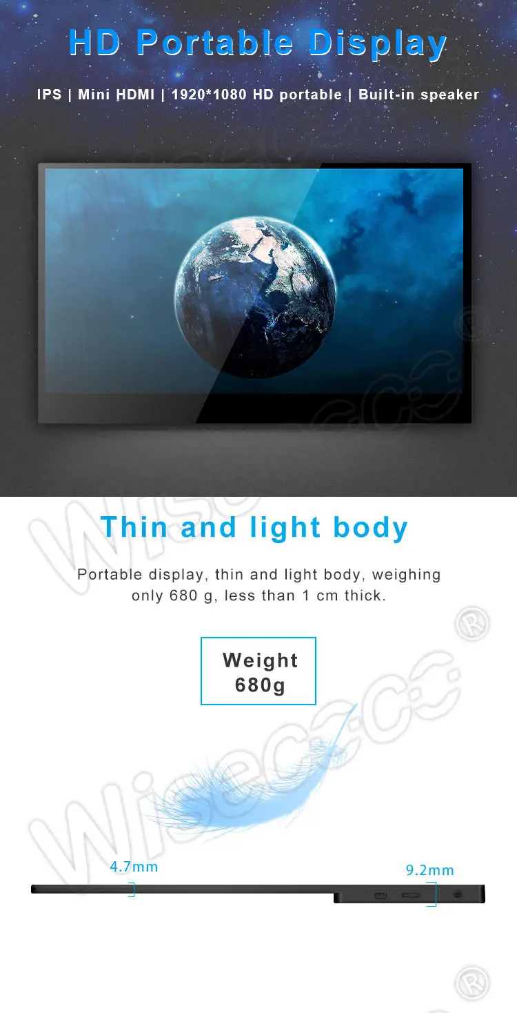 15.6 Inch 1920x1080 IPS LCD Display Mini HDMI PC Laptop Monitor
