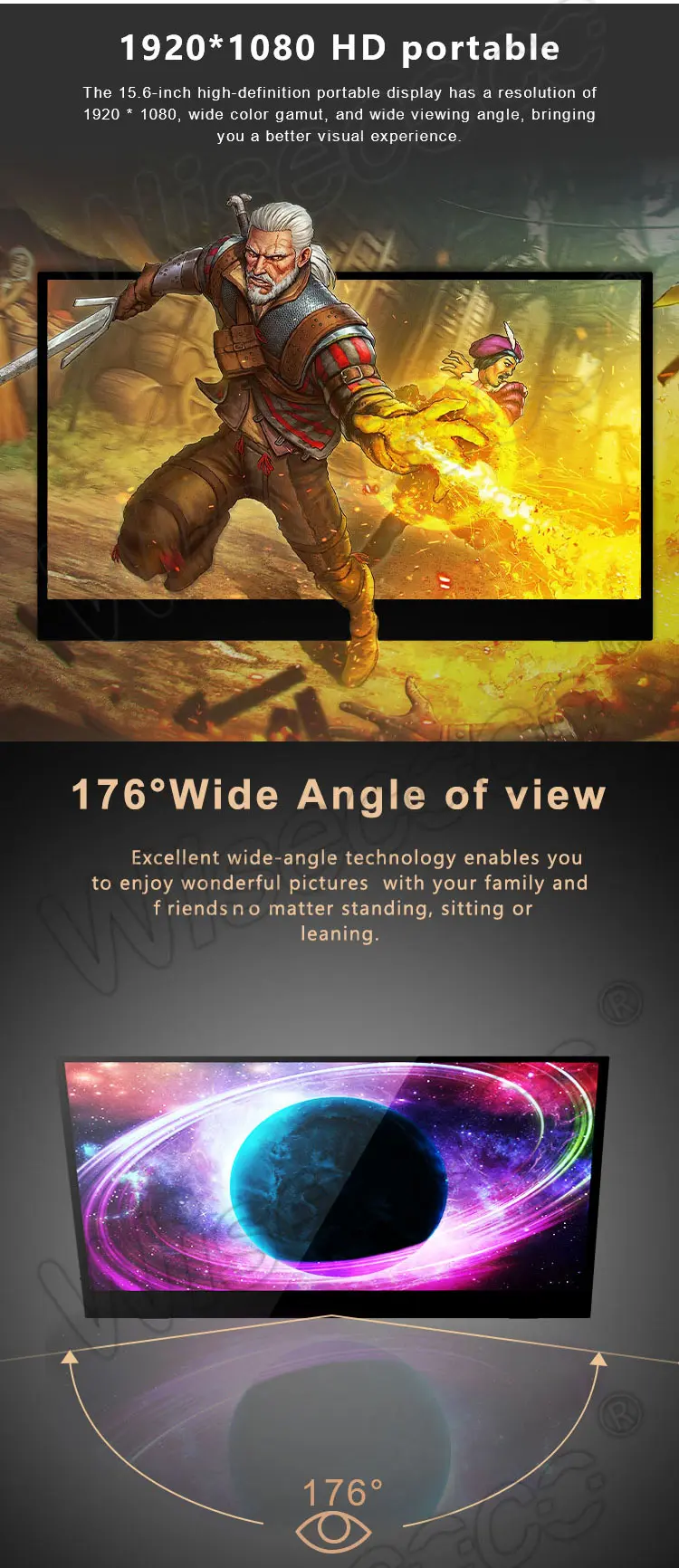 15.6 Inch 1920x1080 IPS LCD Display Mini HDMI PC Laptop Monitor