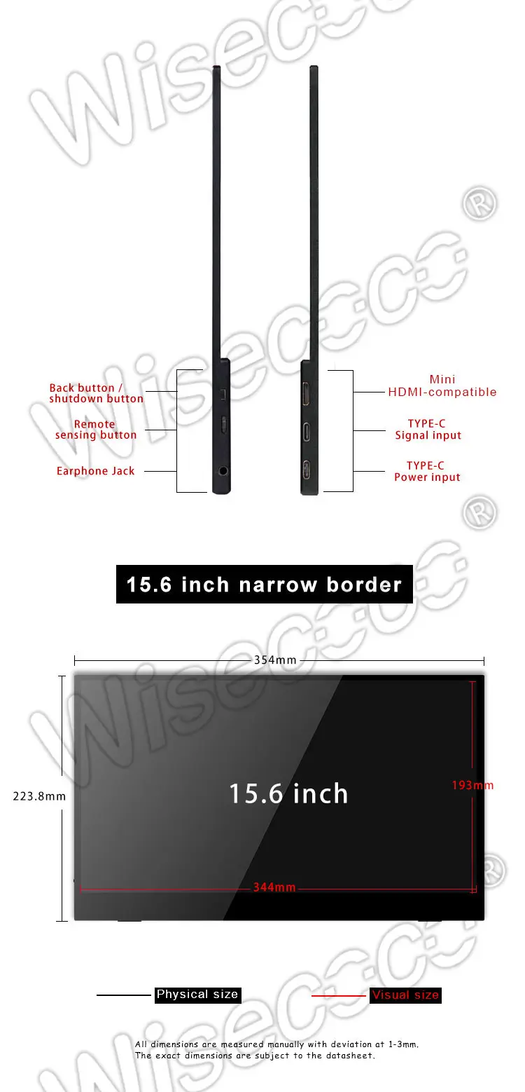 15.6 Inch 1920x1080 IPS LCD Display Mini HDMI PC Laptop Monitor