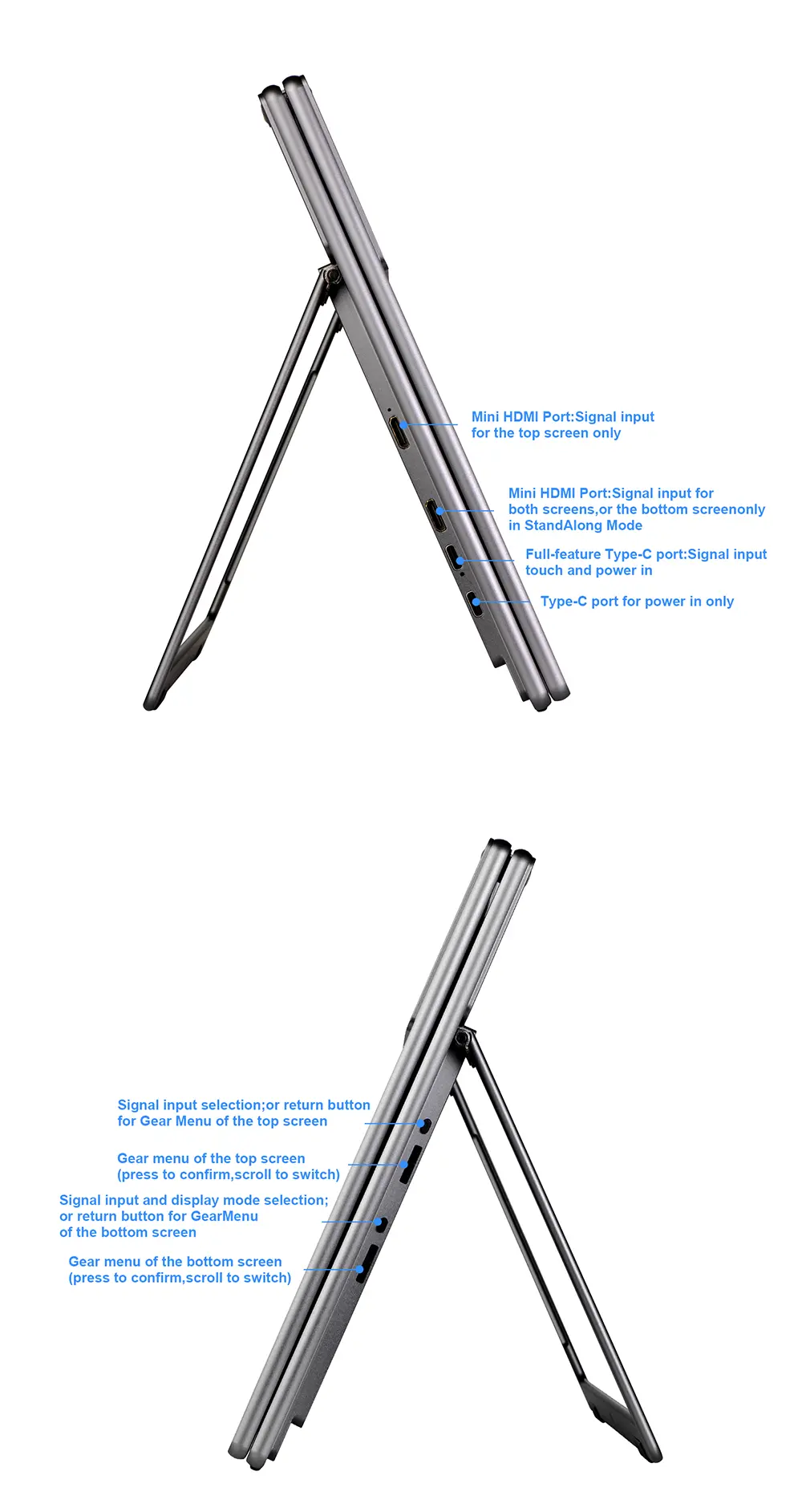 Custom 15.6 Inch 1080P IPS Folding Dula Screen Monitor Touchscreen Triple Portable Monitor for Laptop