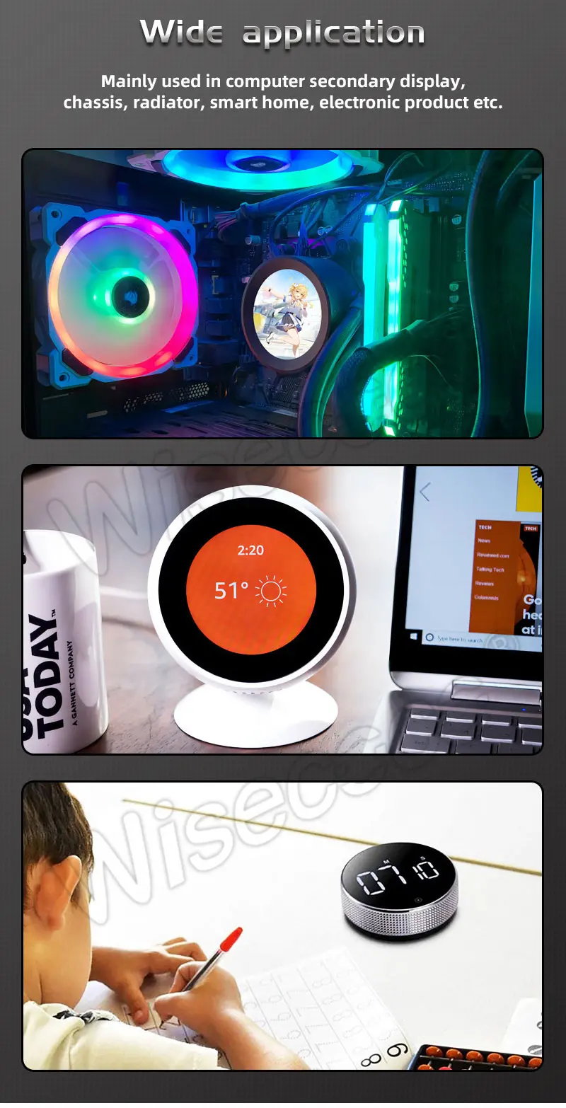 2.1 Inch 480x480 Round IPS TFT LCD Display Circular LCD Display