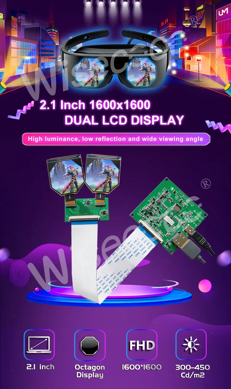 Customizable 2.1 Inch 1600x1600 Dual LCD Display