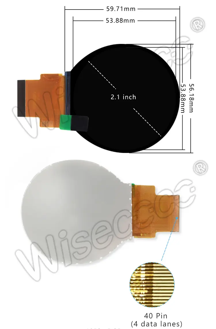 2.1 Inch 480x480 Resolution Circular IPS LCD Product parameters and specifications