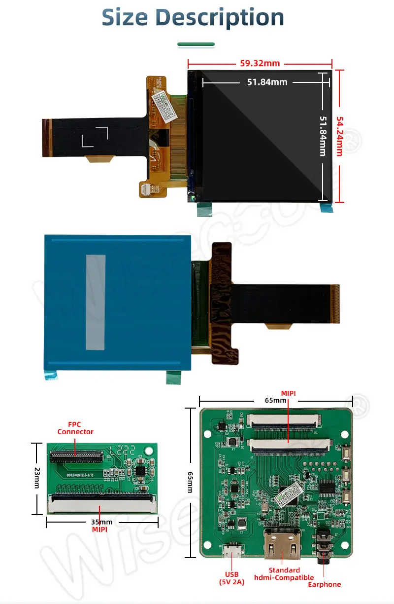 2.9 Inch 2160*2160 High Resolution IPS TFT LCD Module