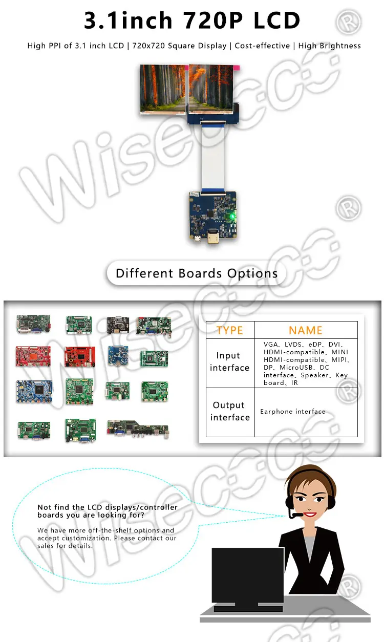 3.1" 720x720 Dual LCD Module Screen with Driver Board